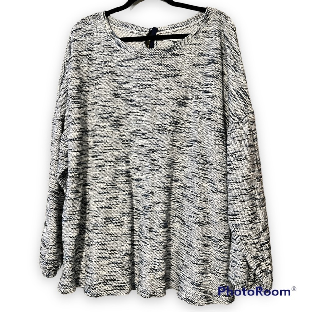 New Directions Curvy size 2X white navy pullover sweater moody blues plus size